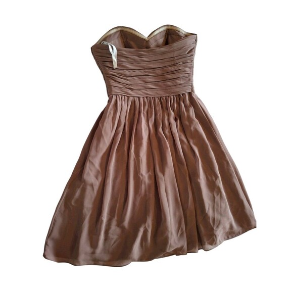 Bill Levkoff Cream Brown Strapless Cocktail Dress Size 4 - Picture 3 of 6
